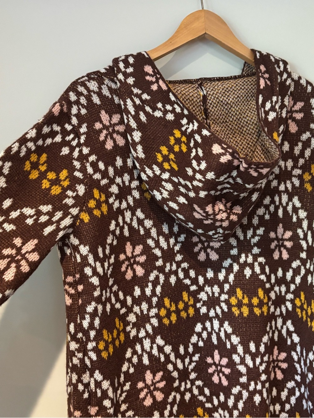 Patterned Hooded Open-Front Sweater Cardigan | By Design | Size M - Picture 7 of 8